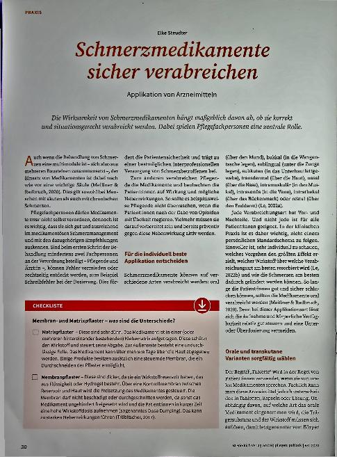 Vorschauseite 1: Schmerzmedikamente sicher verabreichen: Applikation von Arzneimitteln