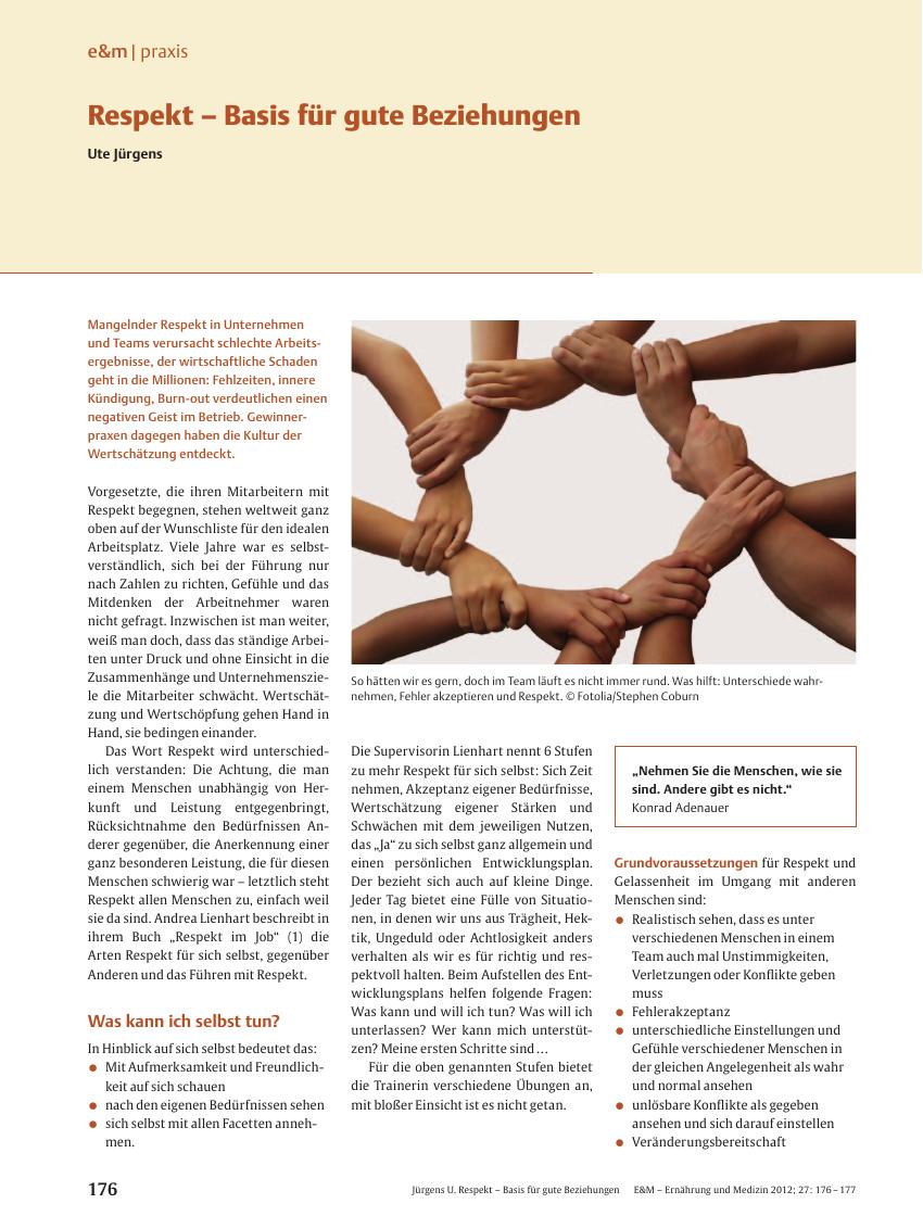 Vorschauseite 1: Respekt – Basis für gute Beziehungen
