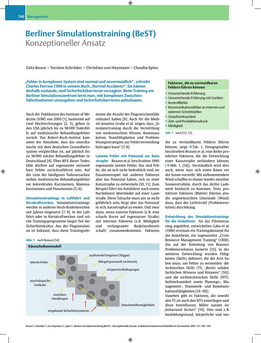 Vorschauseite 1: Berliner Simulationstraining (BeST) - Konzeptioneller Ansatz