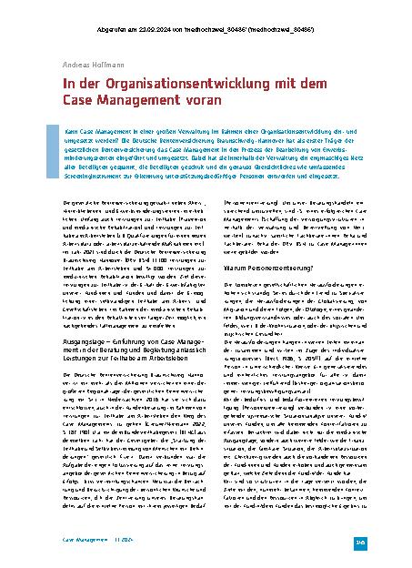 Vorschauseite 1: In der Organisationsentwicklung mit dem Case Management voran.