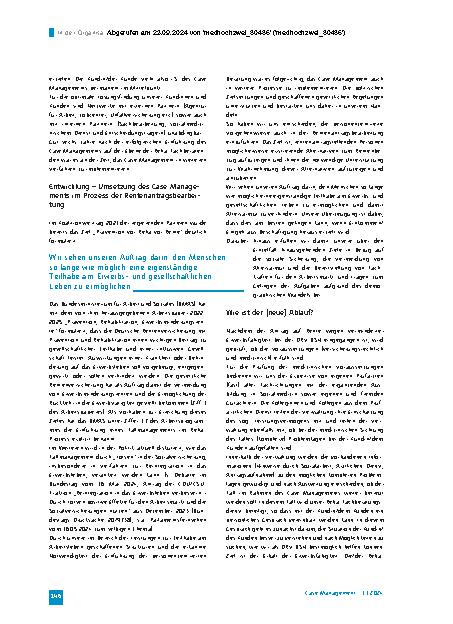 Vorschauseite 2: In der Organisationsentwicklung mit dem Case Management voran.