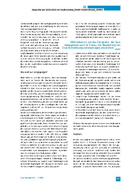Vorschauseite 3: In der Organisationsentwicklung mit dem Case Management voran.