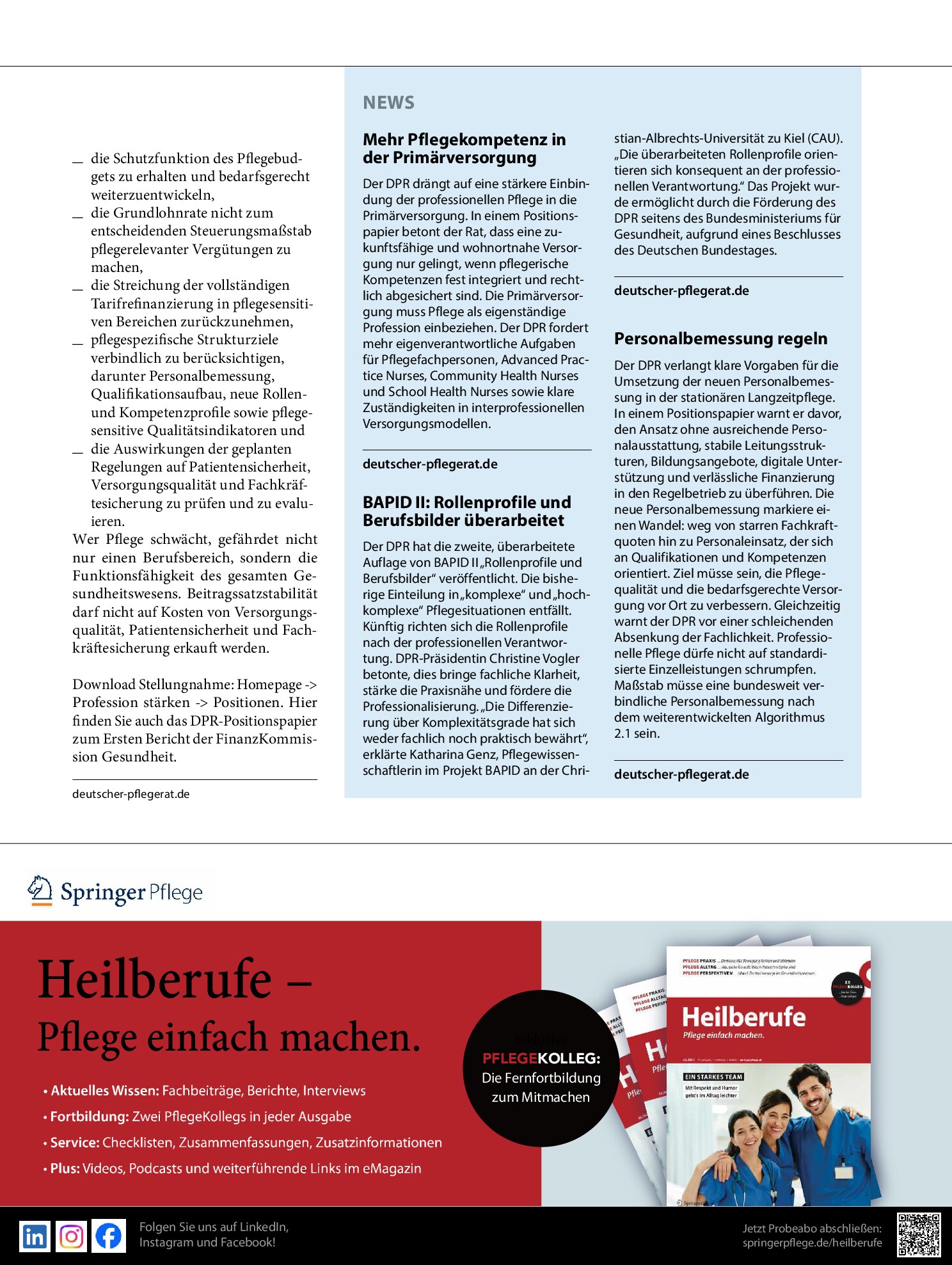 Vorschauseite 2: Gesetzentwurf Beitragssatzstabilisierung darf nicht zur Destabilisierung der Versorgung führen