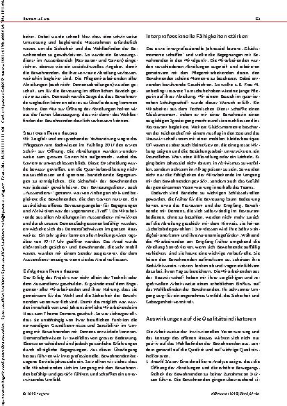 Vorschauseite 3: Institutionelle Verantwortung: Ein Weg, der sich lohnt Praxisbericht aus dem Gesundheitszentrum für das Alter Bachwiesen