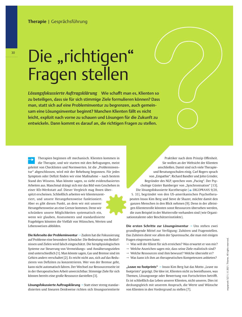 Vorschauseite 1: Die "richtigen" Fragen stellen - Lösungsfokussierte Auftragsklärung