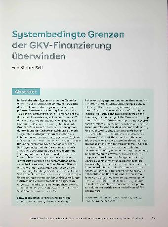 Vorschauseite 1: Systembedingte Grenzen der GKV-Finanzierung überwänden