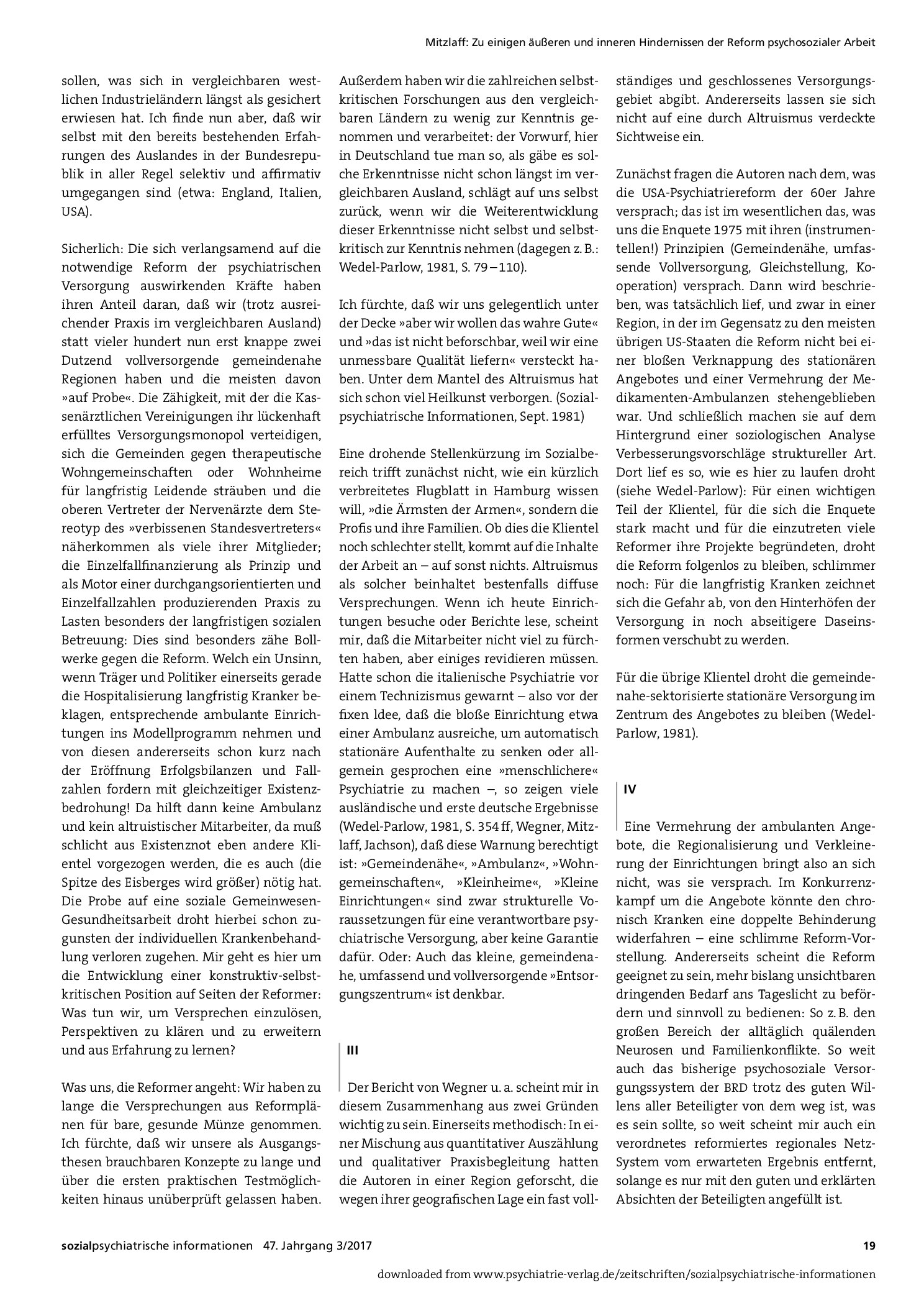 Vorschauseite 2: Zu einigen äußeren und inneren Hindernissen der Reform psychosozialer Arbeit
