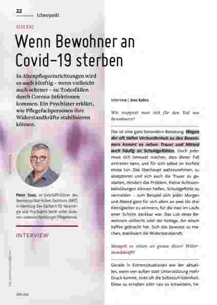 Vorschauseite 1: Wenn Bewohner an Covid-19 sterben.
