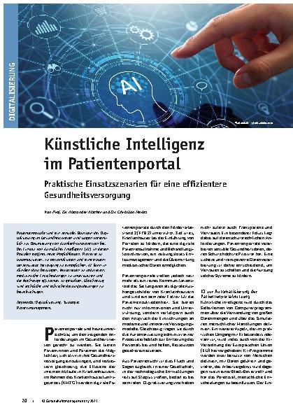 Vorschauseite 1: Künstliche Intelligenz im Patientenportal Praktische Einsatzszenarien für eine effizientere Gesundheitsversorgung