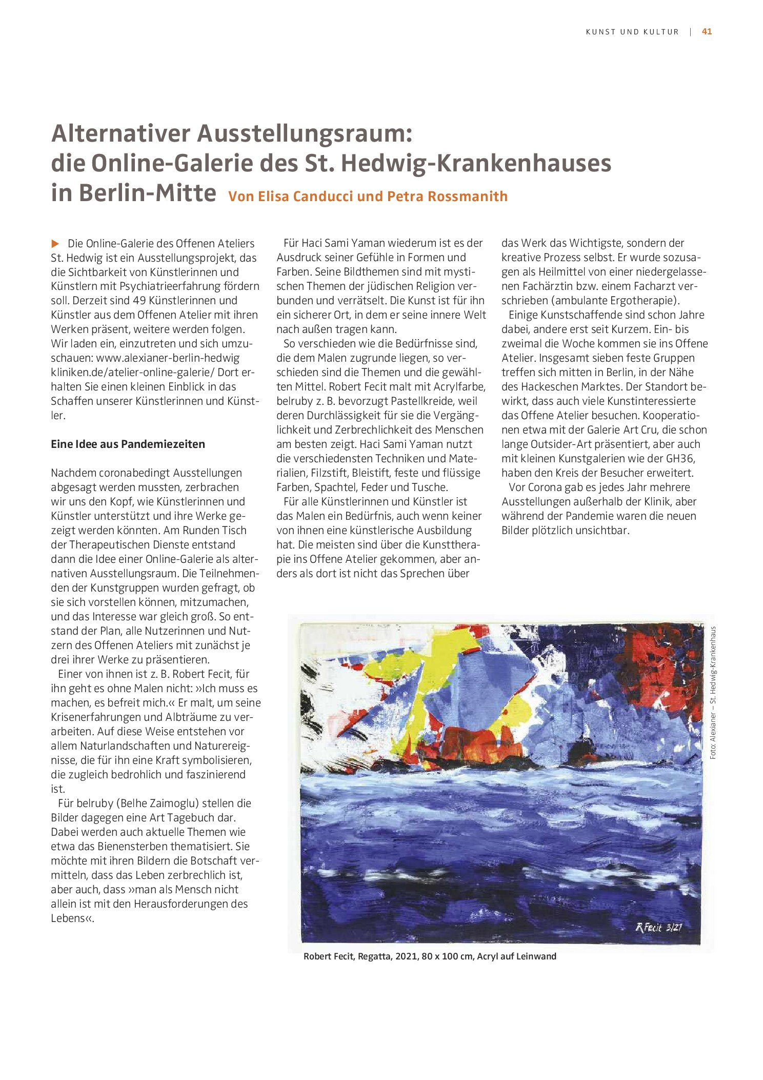 Vorschauseite 1: Alternativer Ausstellungsraum: Die Online-Galerie des St. Hedwig-Krankenhauses in Berlin-Mitte