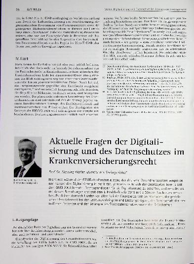 Vorschauseite 1: Aktuelle Fragen der Digitalisierung und des Datenschutzes im Krankenversicherungsrecht