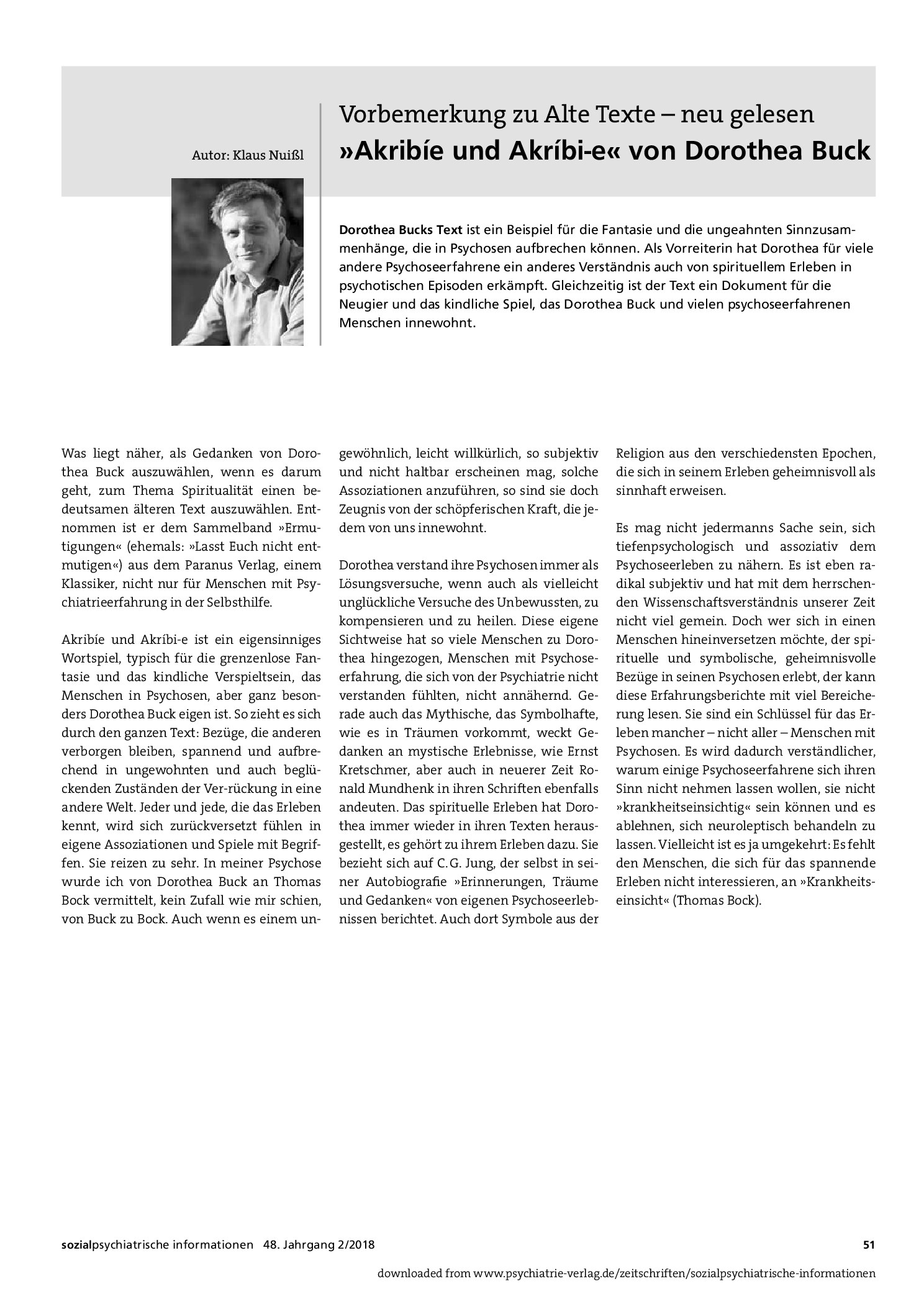 Vorschauseite 1: Vorbemerkung zu Alte Texte – neu gelesen