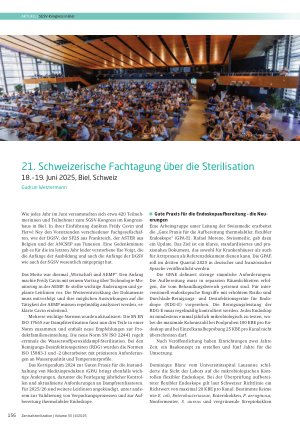 Vorschauseite 1: 21. Schweizerische Fachtagung über die Sterilisation 18. – 19. Juni 2025, Biel, Schweiz