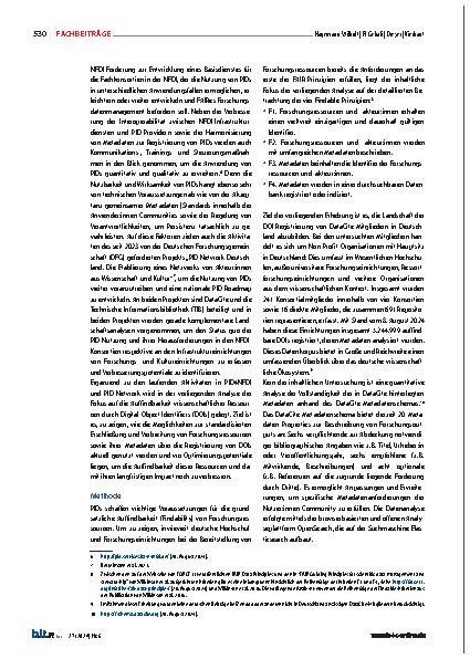 Vorschauseite 2: Persistent Identifier, ihre Metadaten und FAIRness: Eine Analyse zur verbesserten Auffindbarkeit von Forschungsressourcen