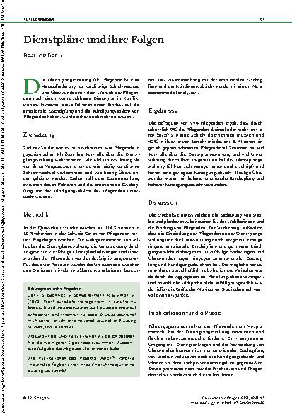 Vorschauseite 1: Dienstpläne und ihre Folgen