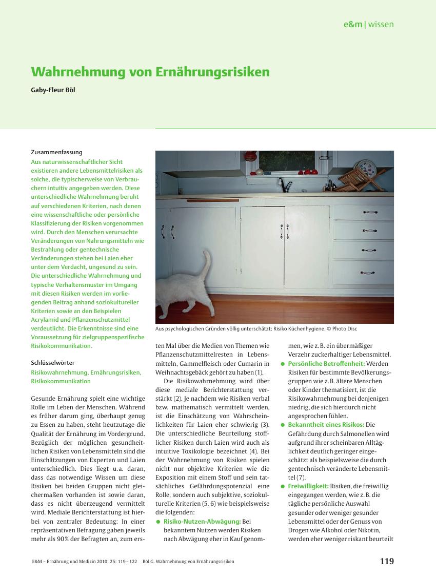Vorschauseite 1: Wahrnehmung von Ernährungsrisiken