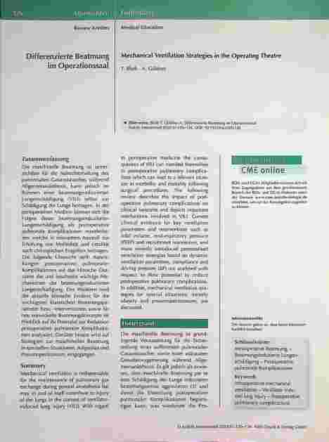 Vorschauseite 1: Differenzierte Beatmung im Operationssaal
