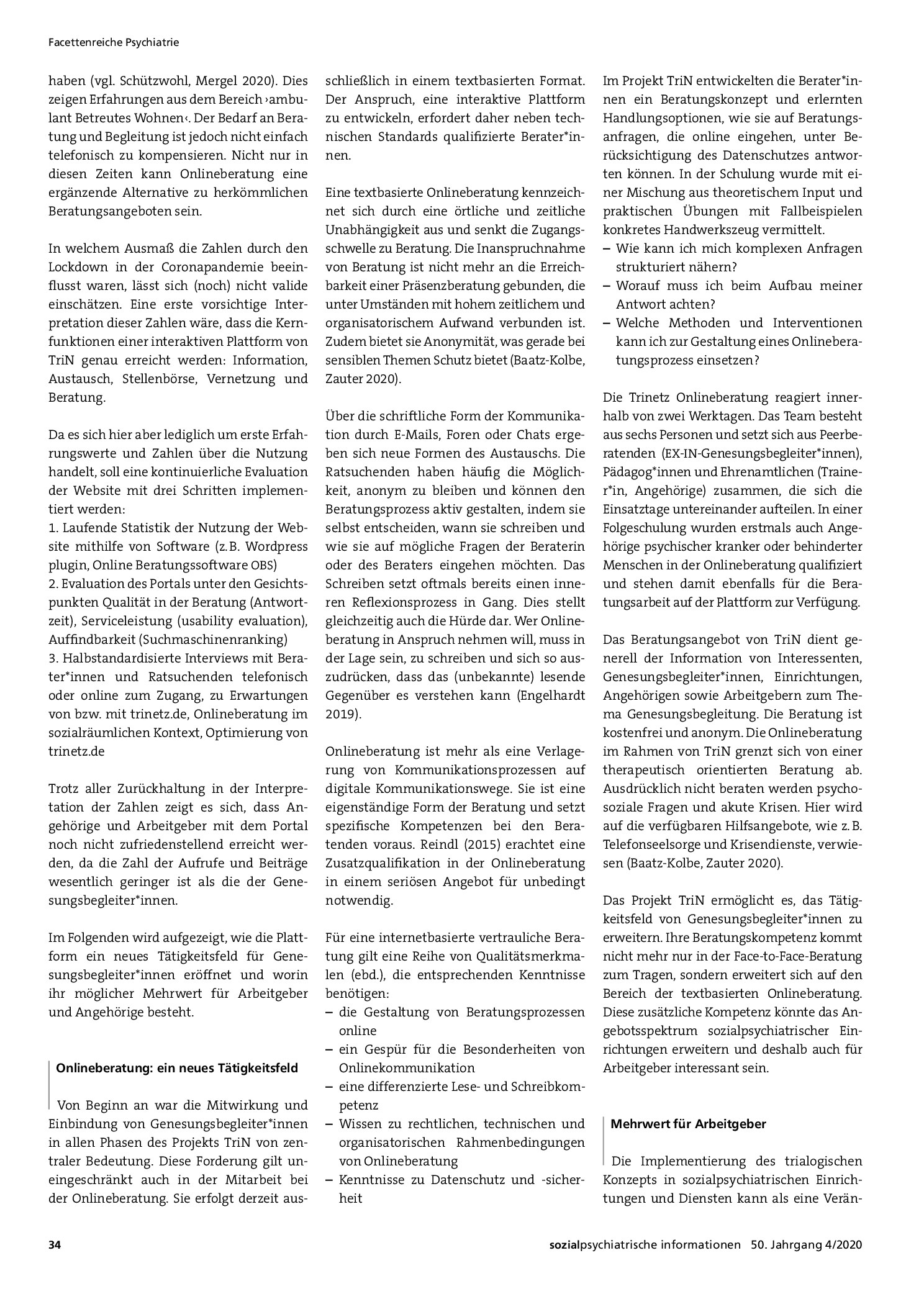 Vorschauseite 3: TriN – Trialog im Netz. Eine interaktive Plattform für die Tätigkeit von Genesungsbegleiter*innen