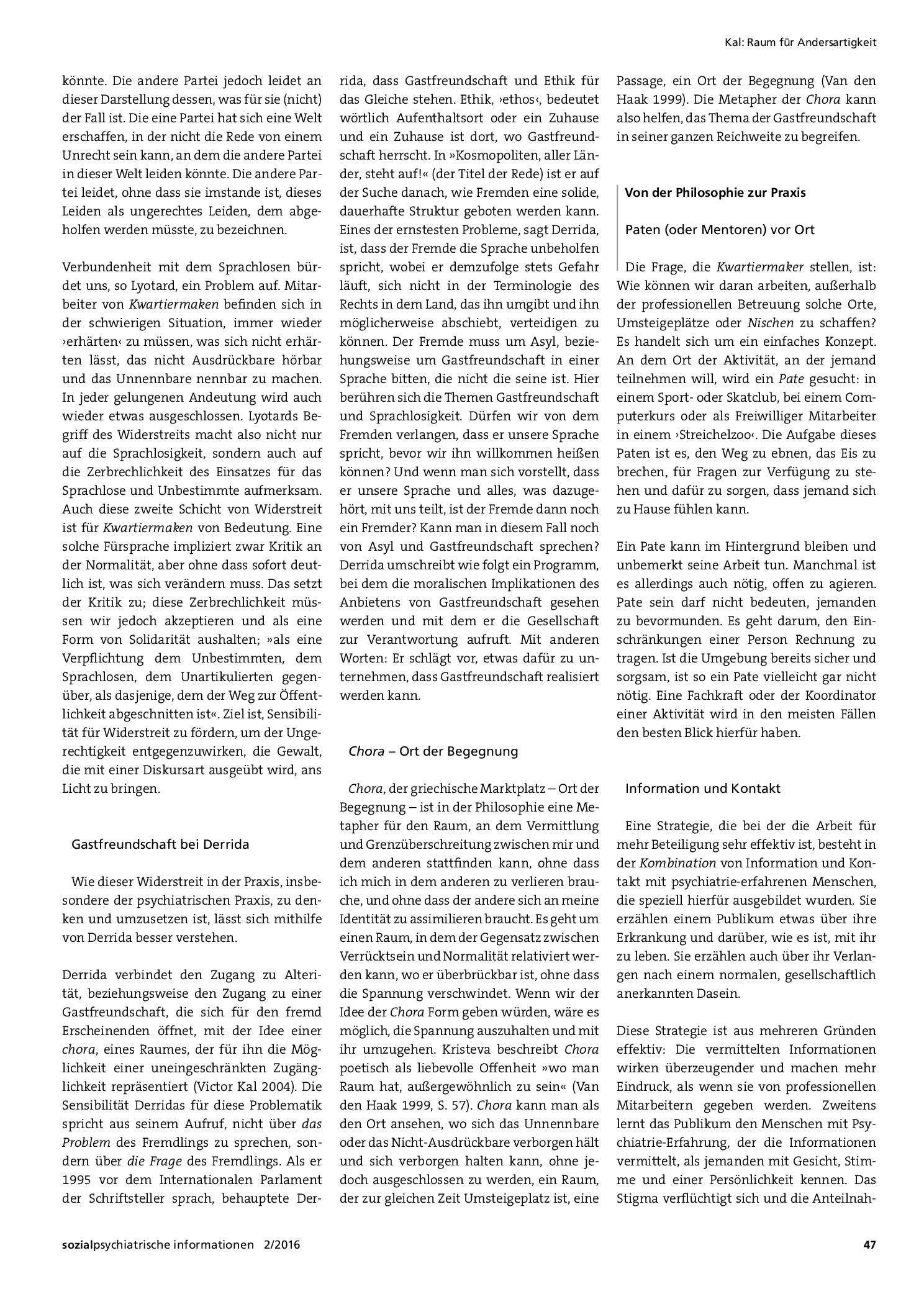 Vorschauseite 2: Raum für Andersartigkeit. Das niederländische Konzept Kwartiermaken und sein philosophischer Hintergrund*
