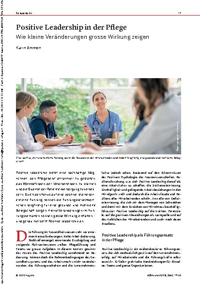 Vorschauseite 1: Positive Leadership in der Pflege Wie kleine Veränderungen grosse Wirkung zeigen