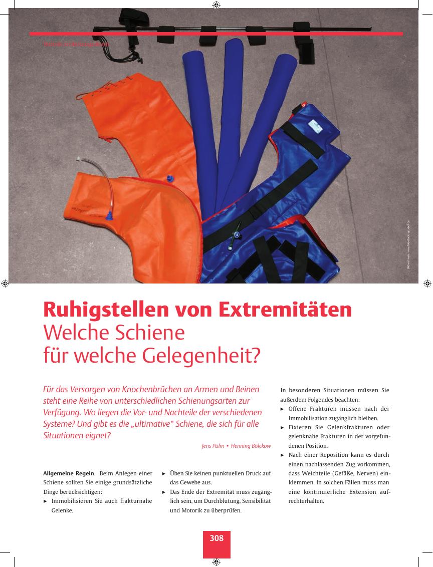Vorschauseite 1: Ruhigstellen von Extremitäten? Welche Schiene für welche Gelegenheit?