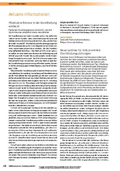 Vorschauseite 1: Molekulare Bremse in der Wundheilung entdeckt