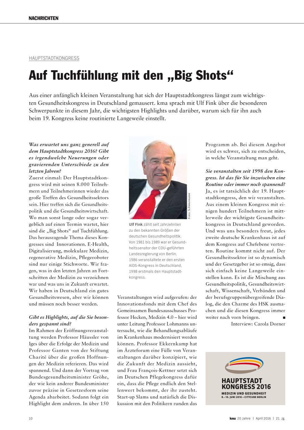 Vorschauseite 1: Auf Tuchfühlung mit den ?Big Shots?