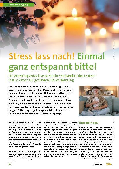 Vorschauseite 1: Stress lass nach! Einmal ganz entspannt bitte! Die Atemfrequenz als wesentlicher Bestandteil des Lebens – in 8 Schritten zur gesunden (Bauch-)Atmung
