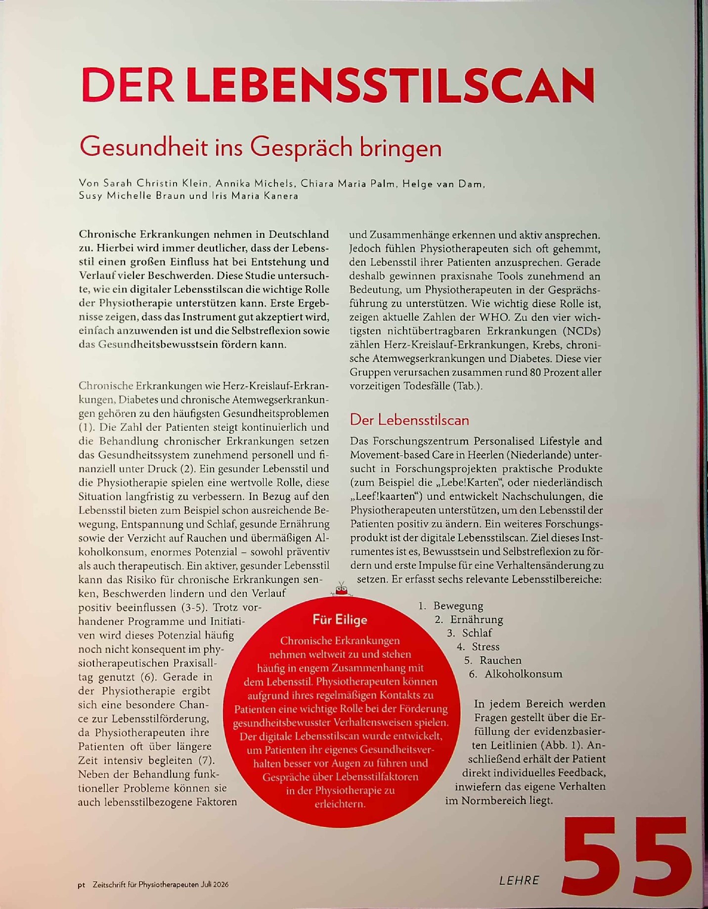 Vorschauseite 1: Der Lebensstilscan – Gesundheit ins Gespräch bringen