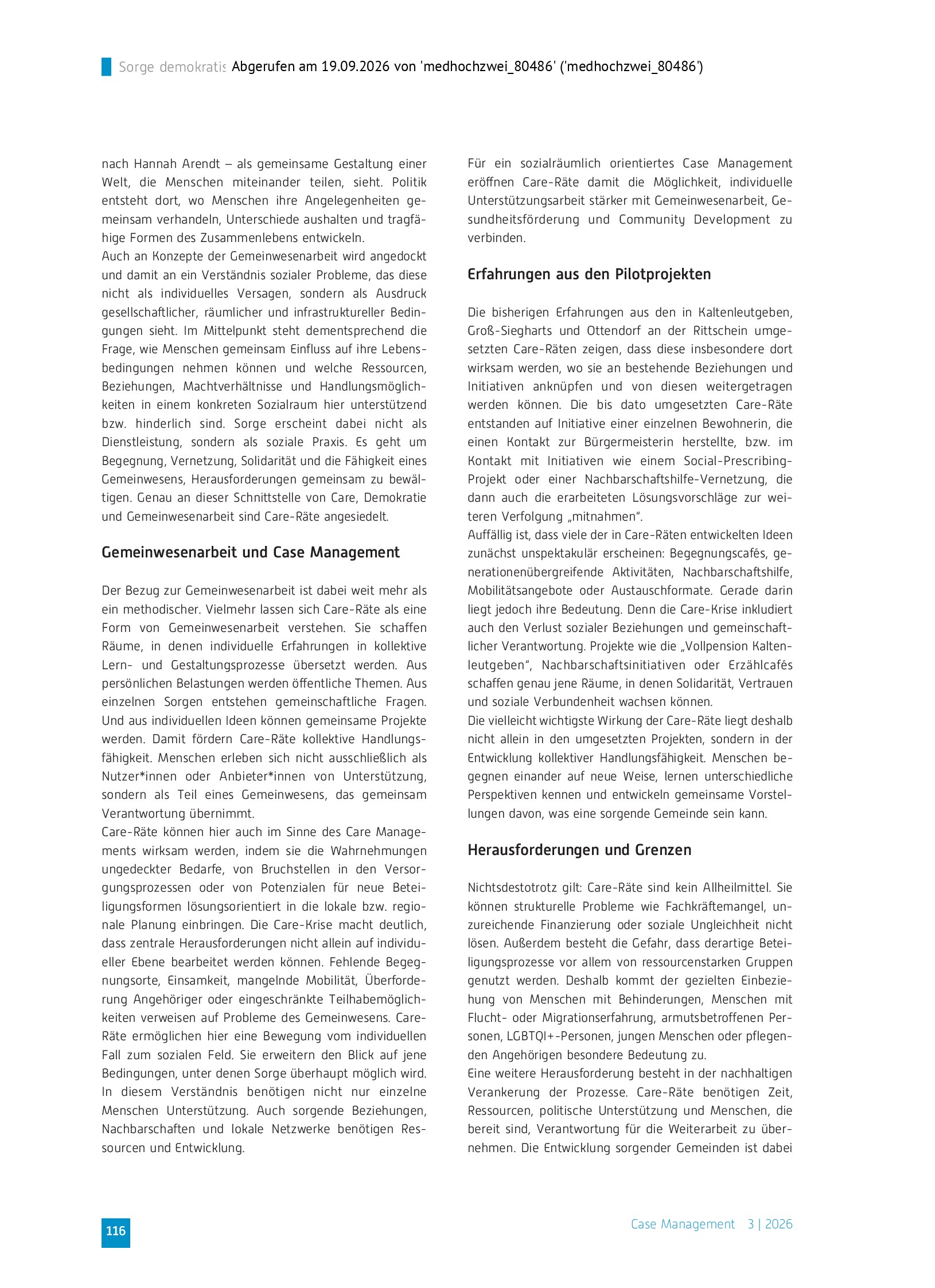 Vorschauseite 3: Sorge demokratisieren – Care-Räte als zentrale Bausteine von Caring Communities