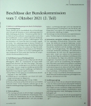 Vorschauseite 1: Beschlüsse der Bundeskommission vom 7. Oktober 2021 (2. Teil)
