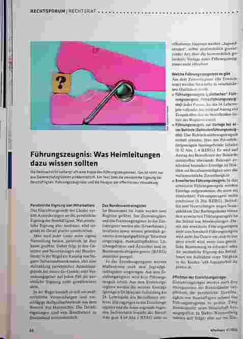 Vorschauseite 1: Führungszeugnis: Was Heimleitungen dazu wissen sollten