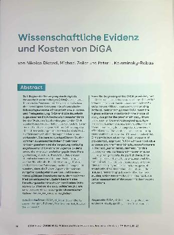Vorschauseite 1: Wissenschaftliche Evidenz und Kosten von DiGA