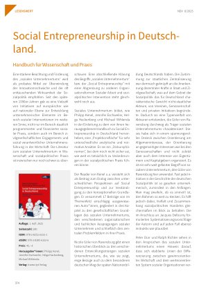 Vorschauseite 1: Social Entrepreneurship in Deutschland. Handbuch für Wissenschaft und Praxis
