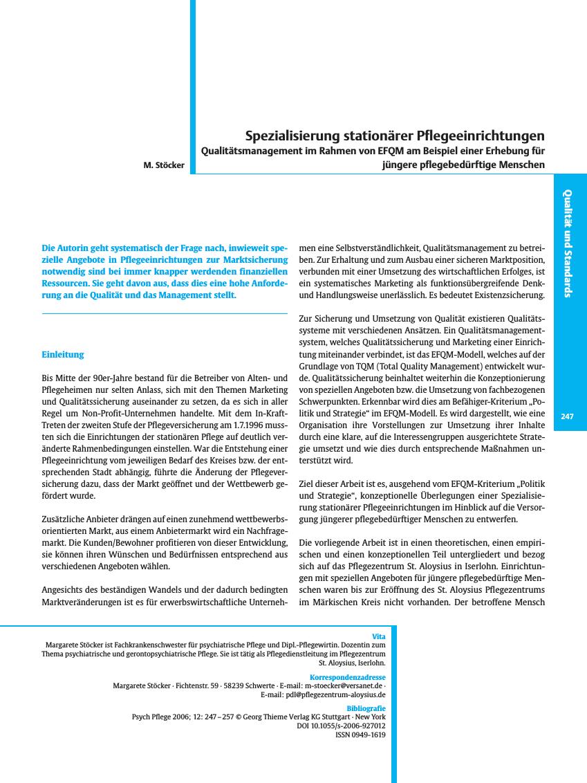 Vorschauseite 1: Spezialisierung stationärer Pflegeeinrichtungen