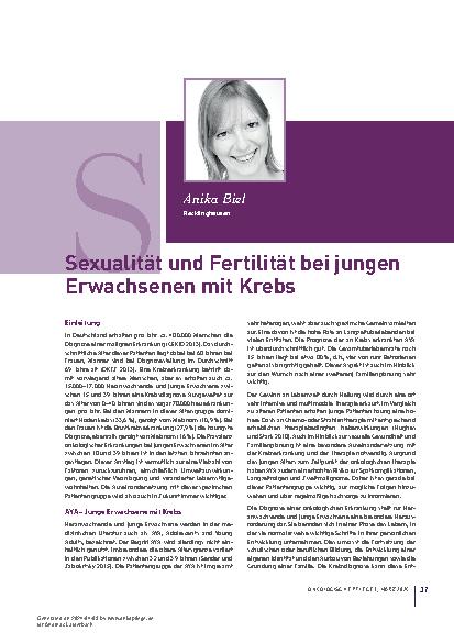Vorschauseite 1: Sexualität und Fertilität bei jungen Erwachsenen mit Krebs