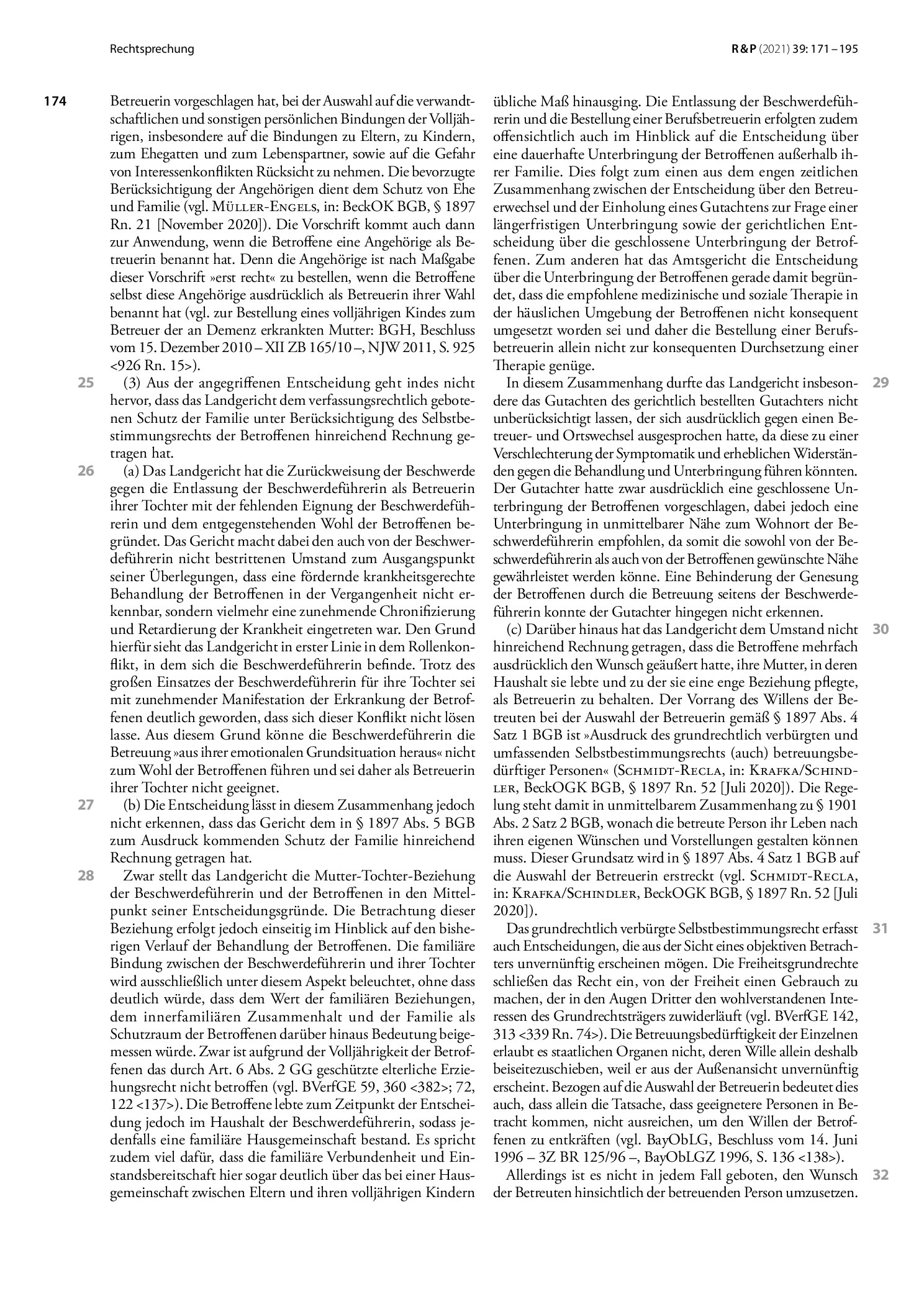 Vorschauseite 4: Entlassung des Betreuers wegen Nichteinwilligung in Impfung des Betreuten; Entlassung der Mutter als Betreuerin
