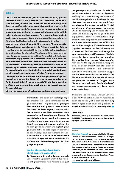 Vorschauseite 4: Demokratieförderung durch Seniorenarbeit: Vielfalt des Alterns mitdenken