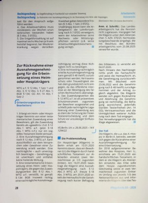Vorschauseite 1: Zur Rücknahme einer Ausnahmegenehmigung für die Erbeinsetzung eines Heim oder Hospizträgers