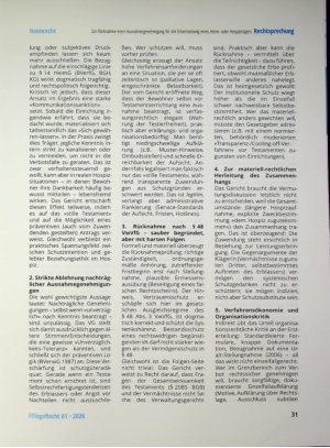 Vorschauseite 4: Zur Rücknahme einer Ausnahmegenehmigung für die Erbeinsetzung eines Heim oder Hospizträgers
