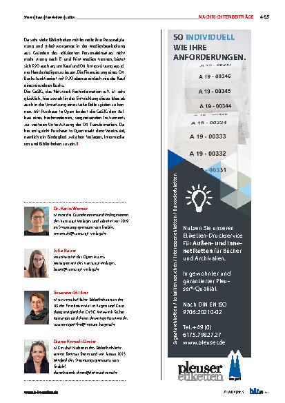Vorschauseite 4: Purchase to Open (P2O) – Ein erwerbsnahes Open-Access-Modell