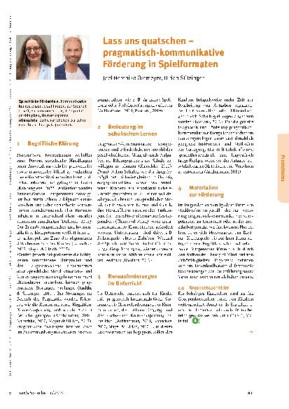 Vorschauseite 1: Lass uns quatschen – pragmatisch-kommunikative Förderung in Spielformaten