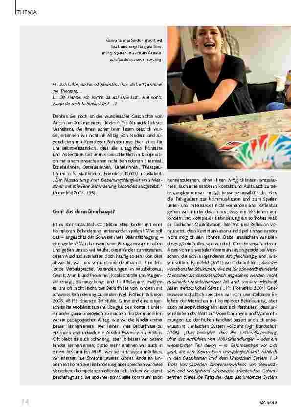 Vorschauseite 3: Miteinander Spielen: Peer-Beziehungen von Kindern mit Komplexer Behinderung