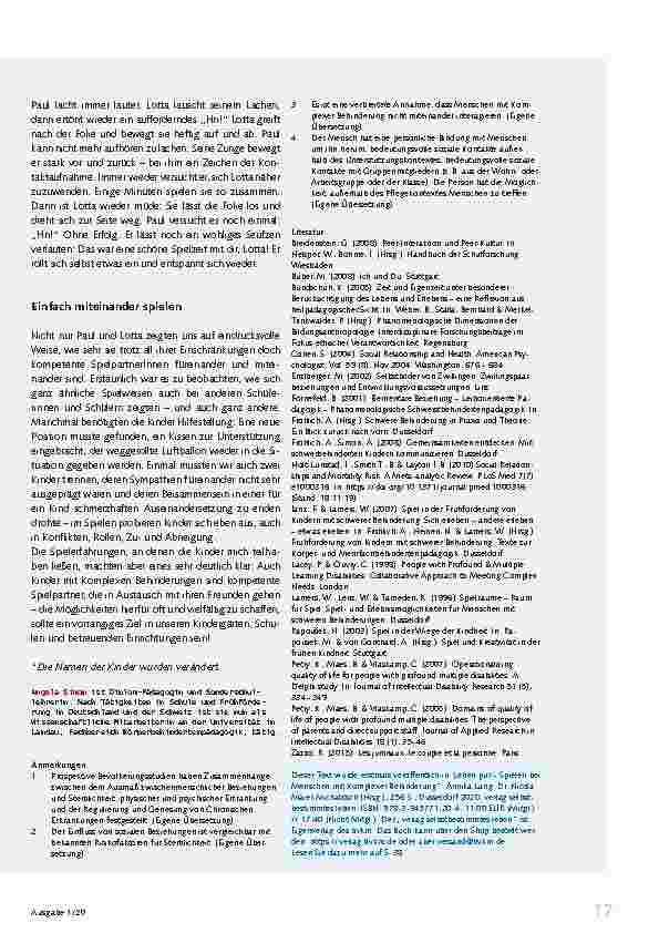 Vorschauseite 6: Miteinander Spielen: Peer-Beziehungen von Kindern mit Komplexer Behinderung