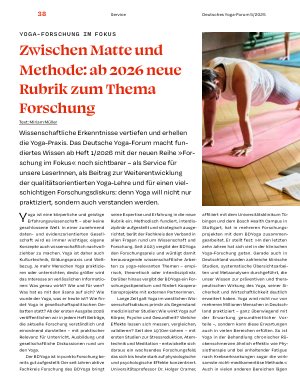 Vorschauseite 1: Zwischen Matte und Methode: ab 2026 neue Rubrik zum Thema Forschung