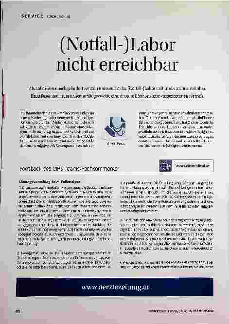 Vorschauseite 1: (Notfall-)Labor nicht erreichbar