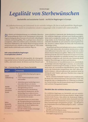 Vorschauseite 1: Legalität von Sterbewünschen Sterbehilfe und assistierter Suizid - rechtliche Regelungen in Europa