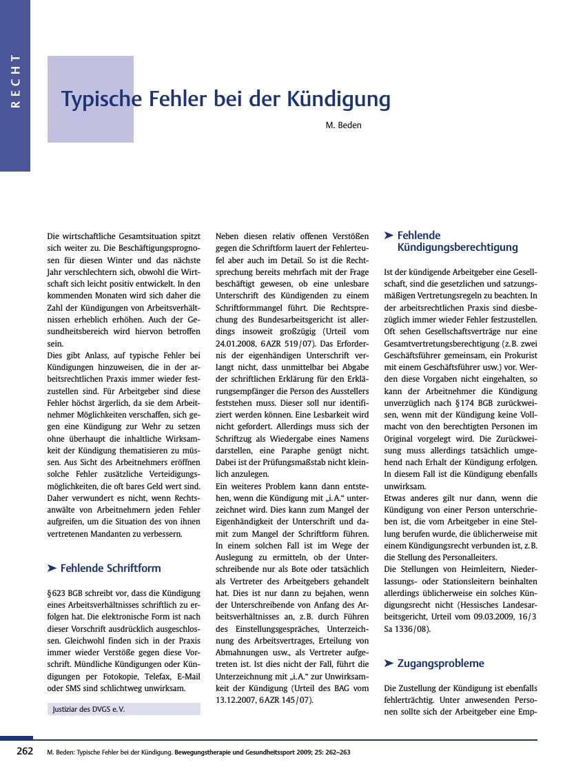 Vorschauseite 1: Typische Fehler bei der Kündigung