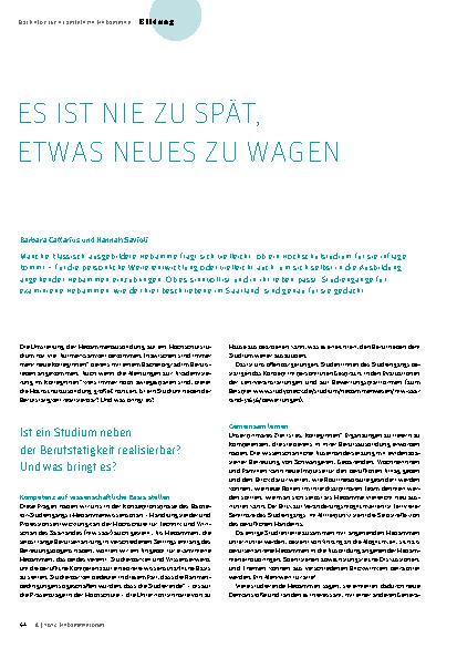 Vorschauseite 1: Es ist nie zu spät, etwas Neues zu wagen.