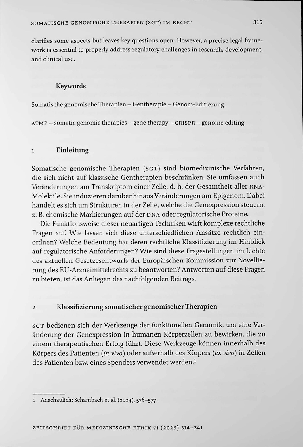 Vorschauseite 2: Somatische genomische Therapien (sgt) im Recht – Goldener Faden der Ariadne oder gordischer Knoten?